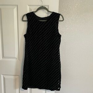 Vintage 90s Rabbit Rabbit Rabbit - Black Burnout Velvet Stripe Dress - Size 10